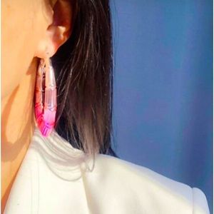 GUC. Silver and pink bamboo style hoop earrings. Smoke free and pet free home.